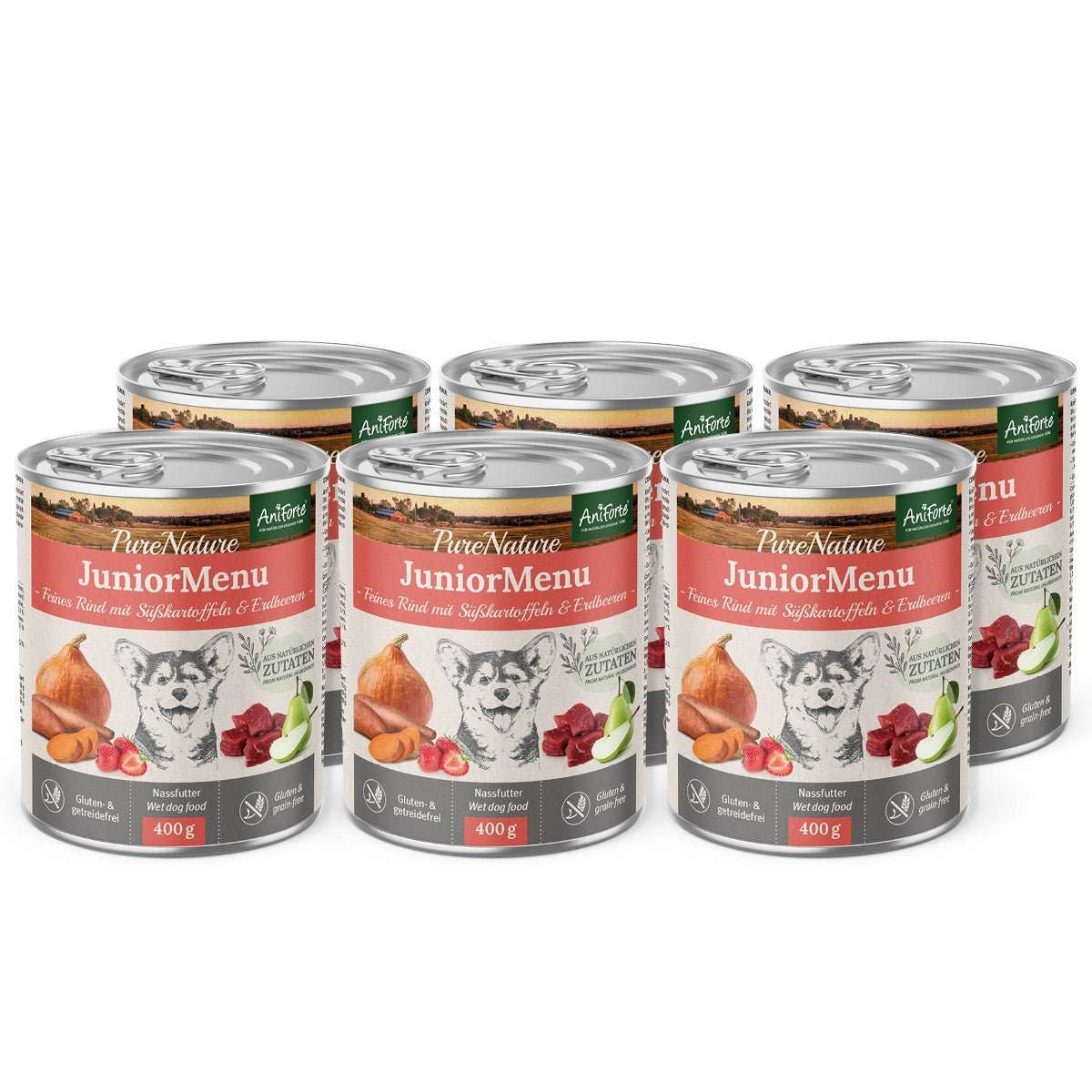 AniForte Mokré krmivo JuniorMenu - jemné hovězí maso s batáty (400 g - 800 g) Počet a hmotnost: 6 x 400g AniForte Mokré krmivo JuniorMenu - jemné hovězí maso s batáty (400 g - 800 g) Počet a hmotnost: 6 x 400g