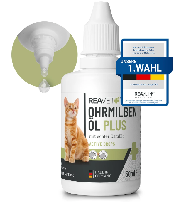 REAVET Ušní olej na roztoče Plus - kočka (25 ml - 50 ml) Objem: 50 ml