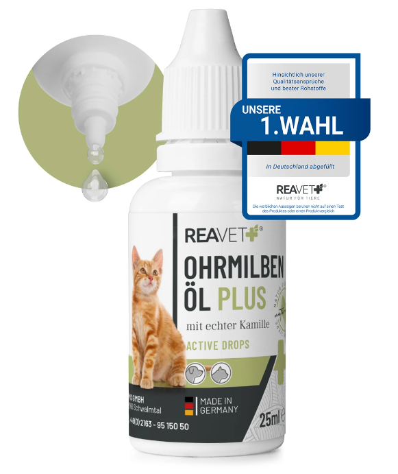 REAVET Ušní olej na roztoče Plus - kočka (25 ml - 50 ml) Objem: 25 ml