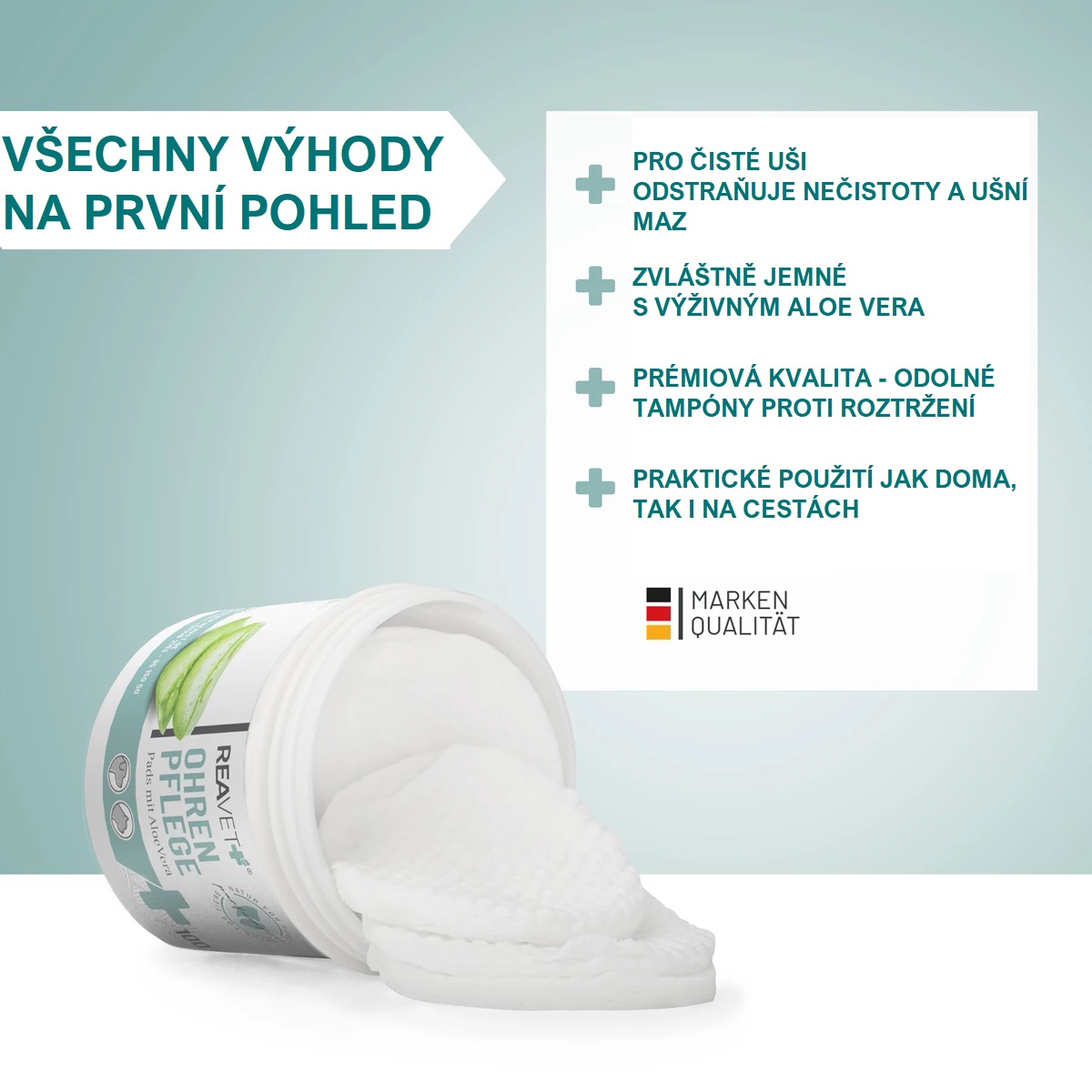 REAVET Tampónky do uší s Aloe Vera (100 ks)