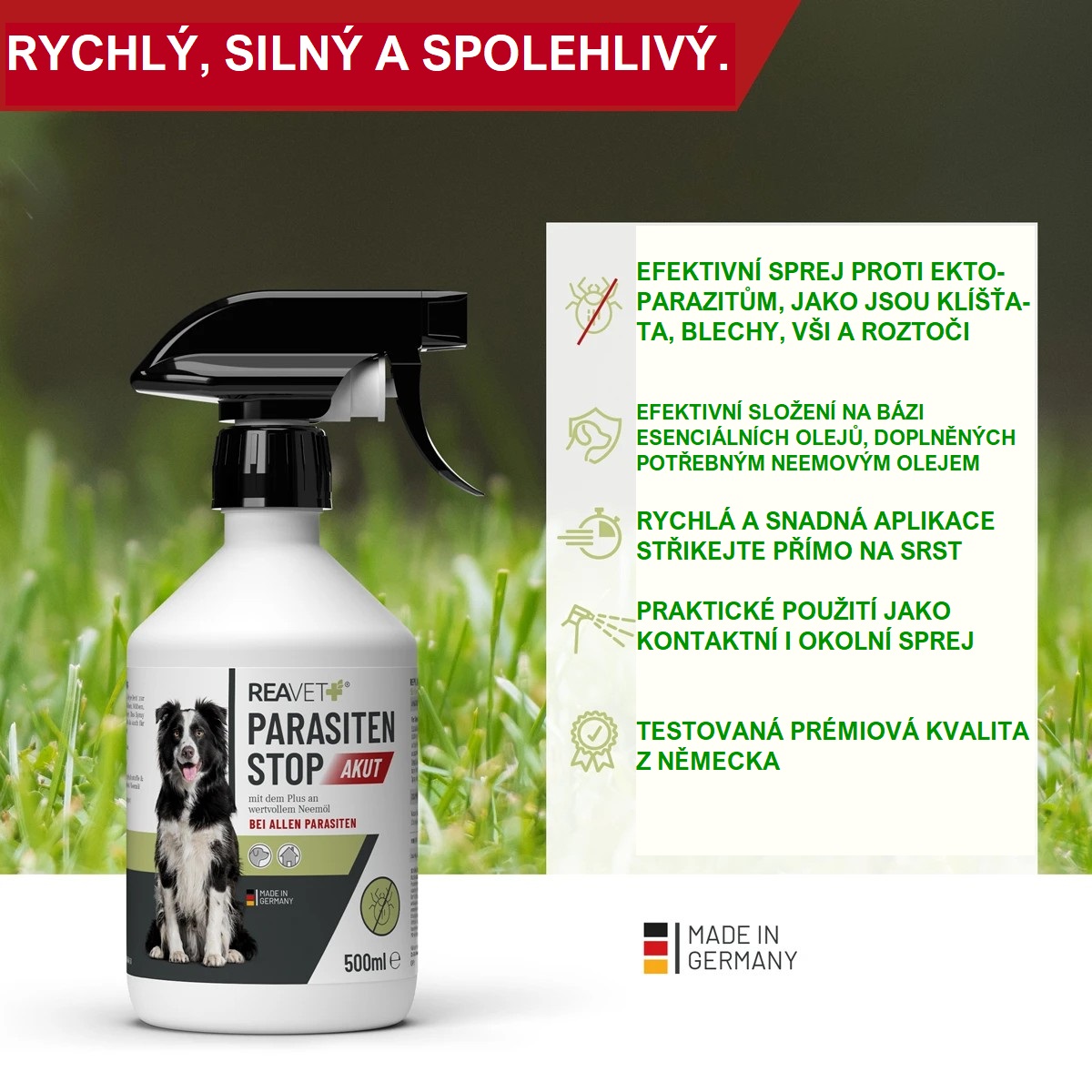 REAVET Stop AKUT parazit - rychlý, silný a spolehlivý proti VŠEM parazitům (500 ml)