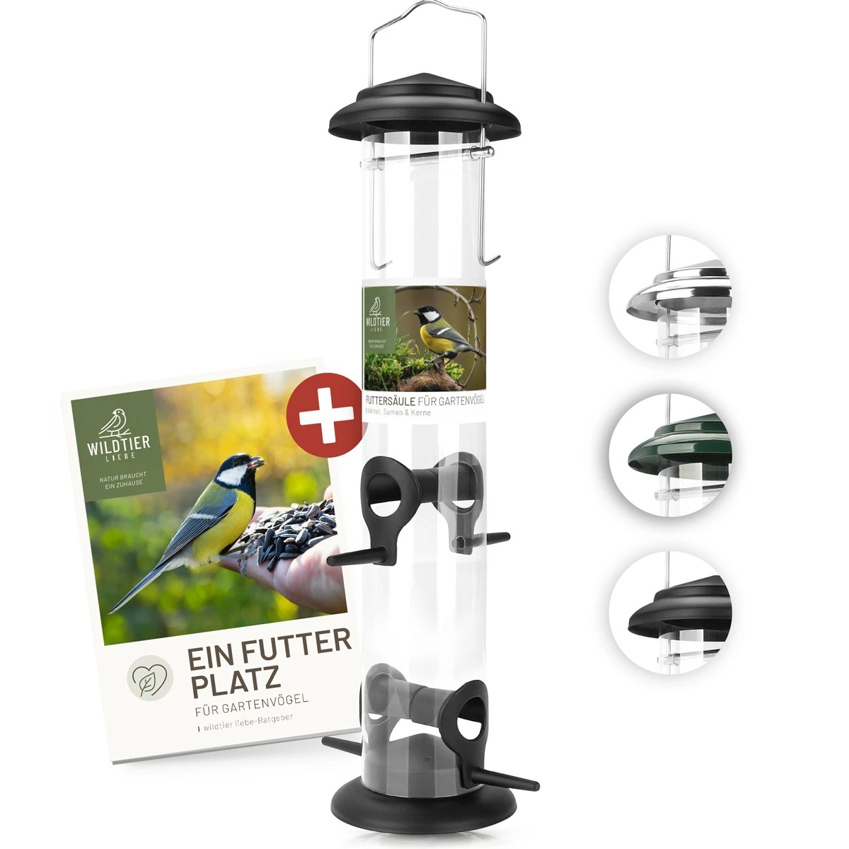 REAVET Krmný sloupek na semena, zrna a jádra - více barev (výška 38 cm) Barva: Černá