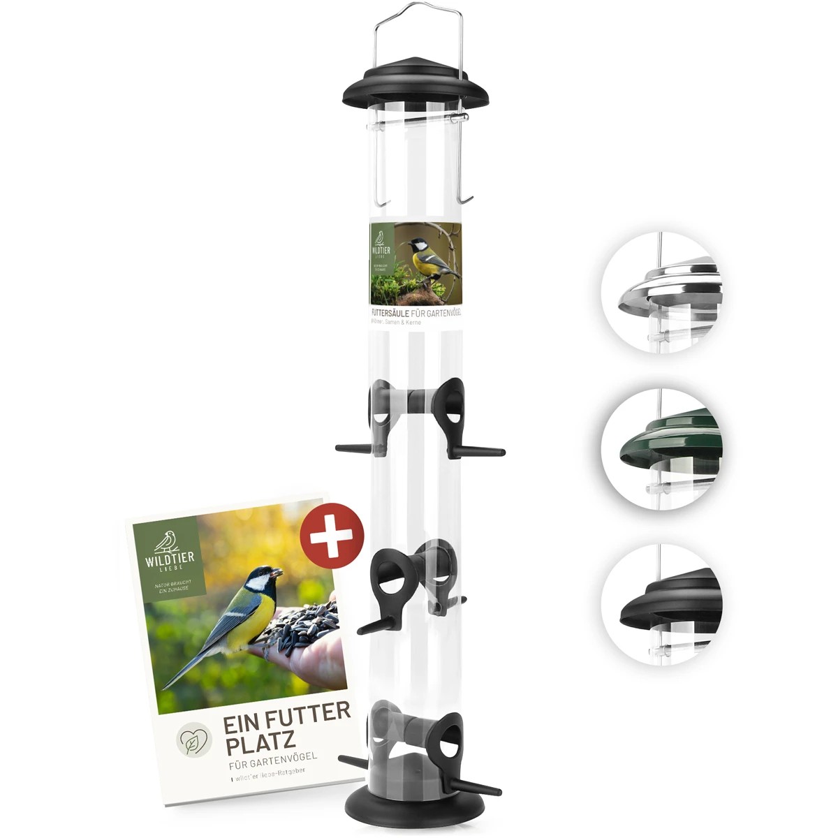 REAVET Krmný sloupek na semena, zrna a jádra - více barev (výška 52 cm) Barva: Černá