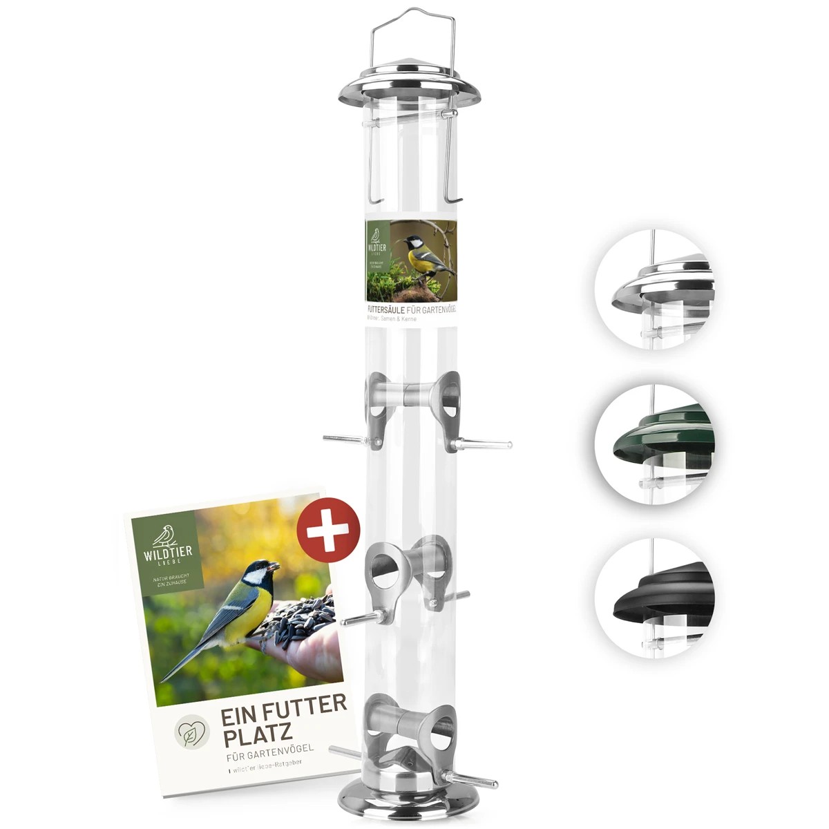 REAVET Krmný sloupek na semena, zrna a jádra - více barev (výška 52 cm) Barva: Stříbrná REAVET Krmný sloupek na semena, zrna a jádra - více barev (výška 52 cm) Barva: Stříbrná