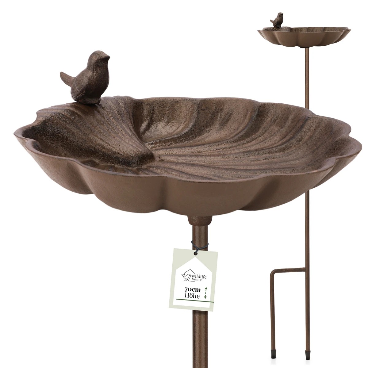 REAVET Velká ptačí koupel na tyči s dekorativním ptáčkem
