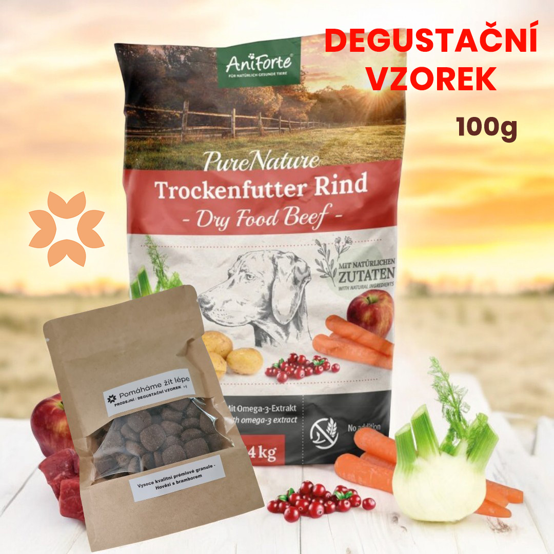 AniForte Degustační vzorek - Vysoce kvalitní prémiové granule - Hovězí s bramborem (100 g)