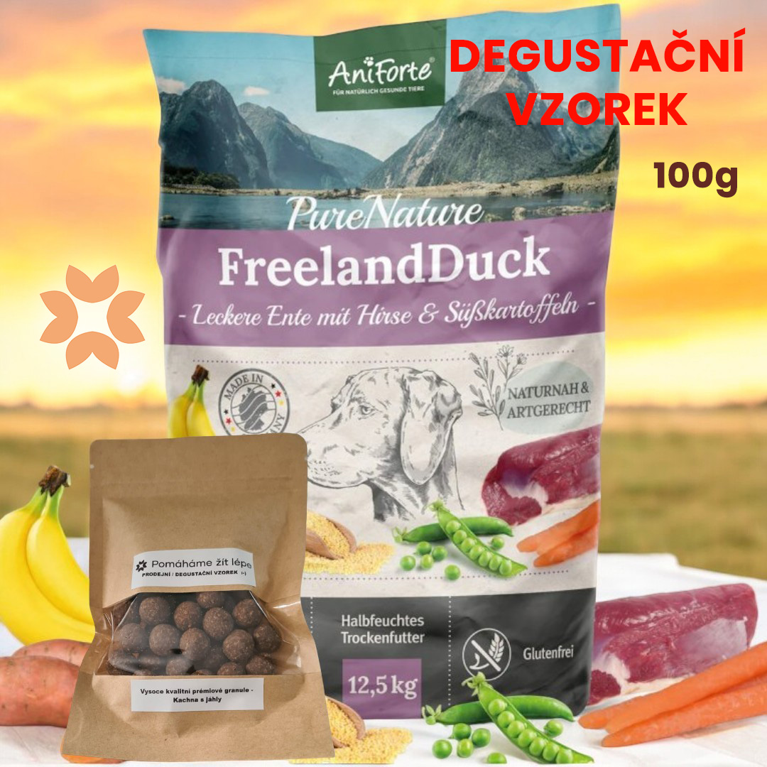 AniForte Degustační vzorek - Vysoce kvalitní prémiové granule - Kachna s jáhly (100 g)