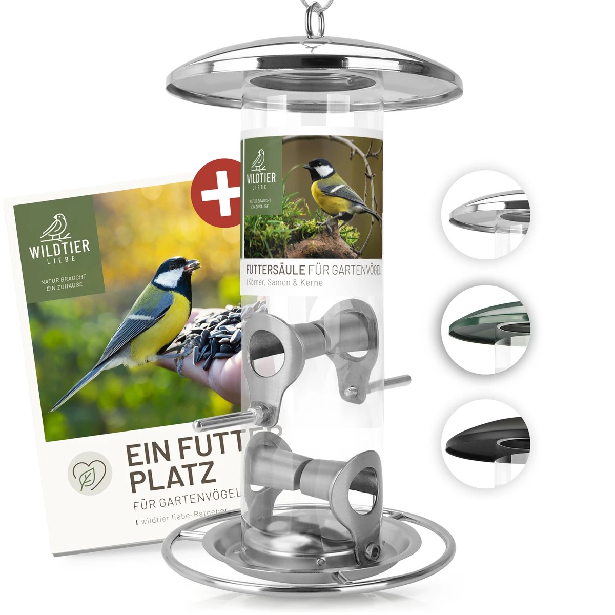 REAVET Krmný sloupek na semena, zrna a jádra - více barev (výška 26 cm) Barva: Stříbrná