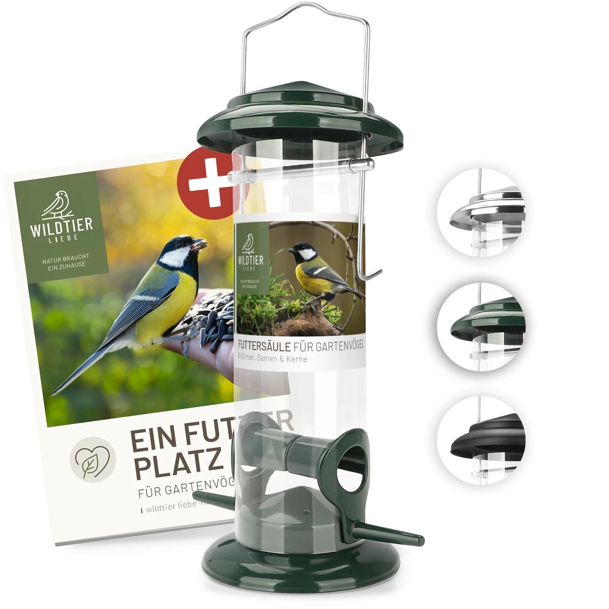 REAVET Krmný sloupek na semena, zrna a jádra - více barev (výška 23,5 cm) Barva: Zelená