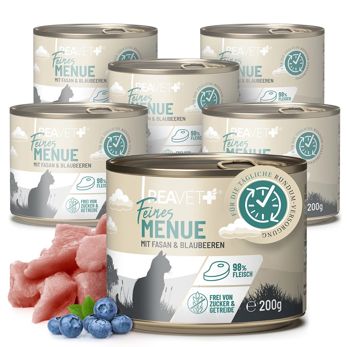 REAVET Jemné menu pro kočky - kuře s bažantem a borůvkami (200 g) Počet a hmotnost: 1 x 200g