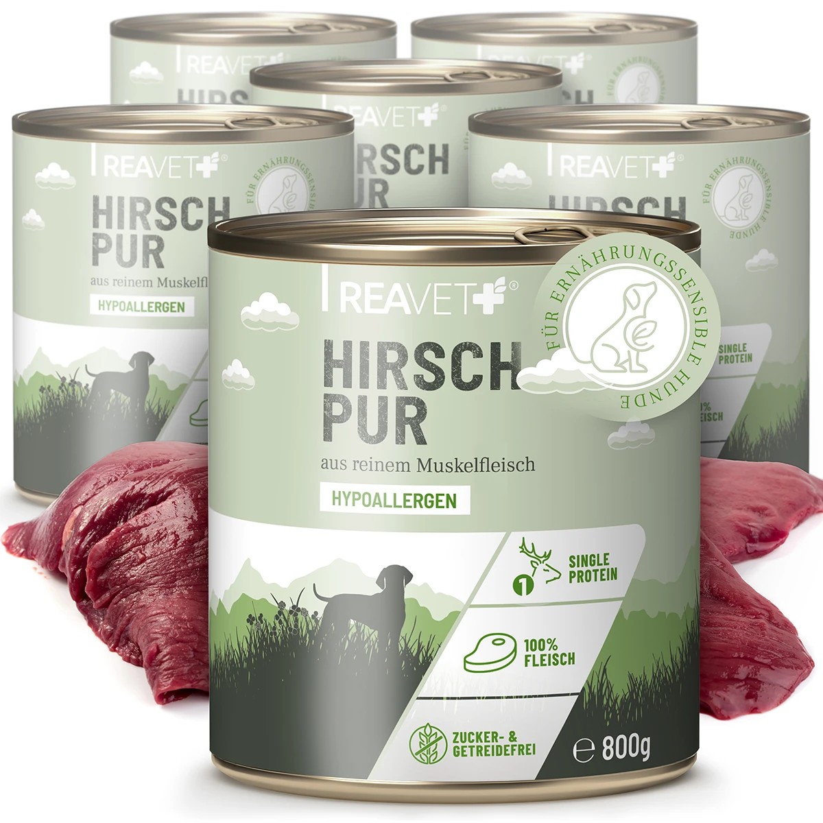 REAVET 100% čisté maso pro nutričně citlivé psy - srnčí (400 g - 800 g) Počet a hmotnost: 1 x 800g