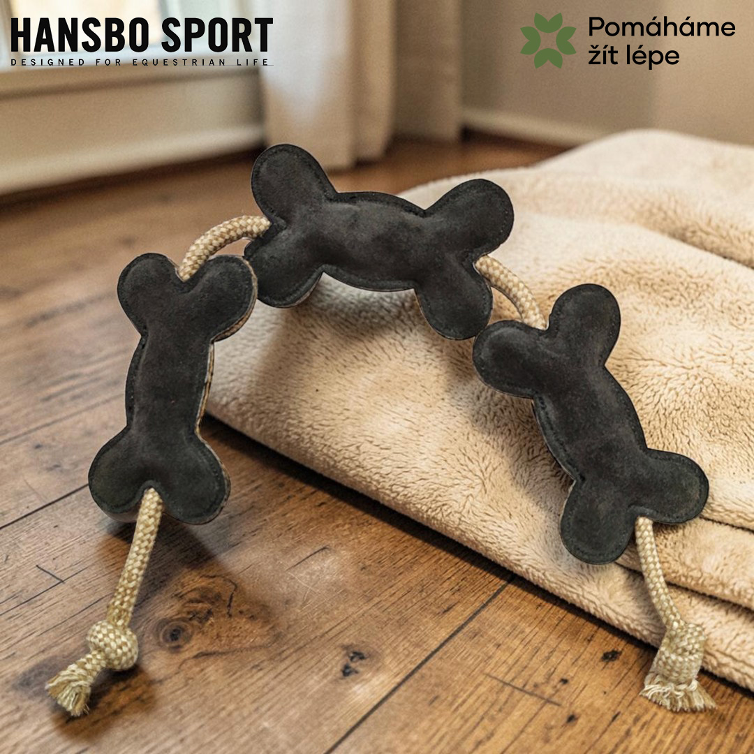 Hansbo Sports Hansbo Sport – Semišová hračka pro psy (KOSTI na laně)