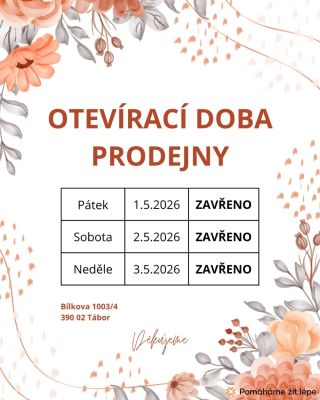 Krásné jarní dny přejeme💛 Od pátku 1. 5. do neděle 3. 5. si naše prodejna dává malou pauzu ✨. E-shop ale běží dál, takže...