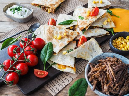 Quesadillas s trhaným hovězím masem