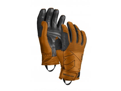 Pánské  Rukavice Ortovox Full Leather Glove (Velikost S, Barva oranžová)