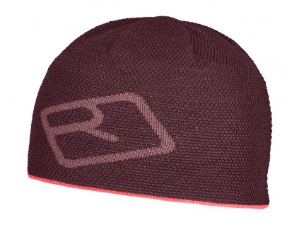 Čepice Ortovox Merino Logo Knit Beanie (Velikost Uni, Barva vínová)