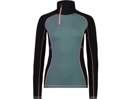 Merino triko MONS ROYALE OLYMPUS HALF ZIP WMNS burnt sage / black