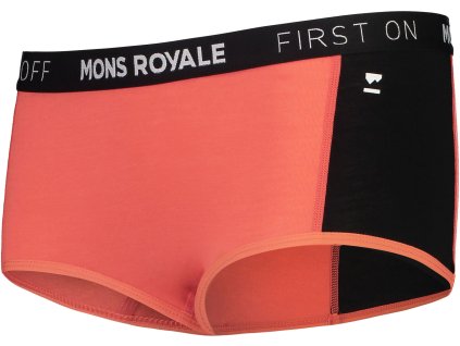 Merino kalhotky MONS ROYALE SYLVIA BOYLEG hot coral / black