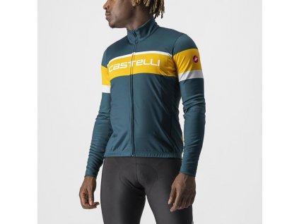 Castelli – pánský dres Passista, deep teal/goldenrod-silver gray