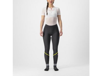 Castelli – dámské kalhoty Velocissima Thermal s vložkou, black/electric lime (Velikost S)