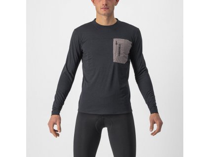 Castelli – pánský volný dres Unlimited Merino LS, light black/nickel gray