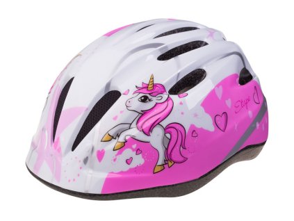 Etape – dětská cyklistická přilba REBEL, bílá/růžová (Velikost XS/S 48-52 cm)