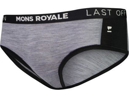 Kalhotky MONS ROYALE SYLVIA MERINO BOYLEG WMNS grey heather / black