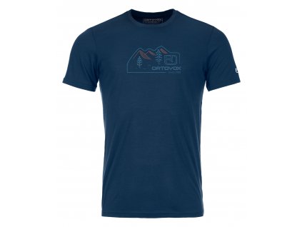 Pánské  Tričko Ortovox 150 Cool Vintage Badge T-shirt Men's (Velikost S, Barva Deep Ocean)