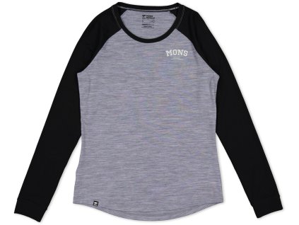 Merino triko MONS ROYALE ICON RAGLAN WMNS grey heather / black (Velikost M)