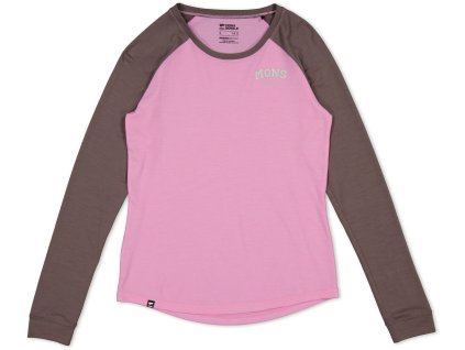 Merino triko MONS ROYALE ICON RAGLAN WMNS pop pink / iron (Velikost S)