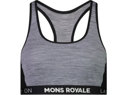 Merino podprsenka MONS ROYALE SIERRA SPORTS BRA WMNS grey heather / black