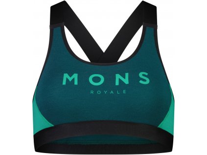 Merino podprsenka MONS ROYALE STELLA X-BACK BRA WMNS evergreen / pop green