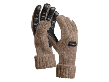 Pánské  Rukavice Ortovox Classic Wool Glove Leather (Velikost XS, Barva Black Sheep)