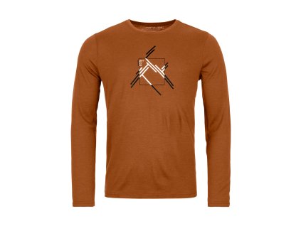 Pánské  Tričko Ortovox 185 Merino Mtn Cutout Long Sleeve Men's (Velikost XL, Barva Bristle Brown)