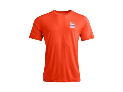 Pánské  Tričko Ortovox 140 Cool Mtn Gradient T-shirt Men's (Velikost L, Barva Hot Orange)