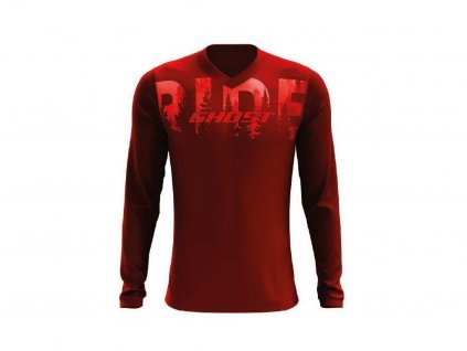 Dres dlouhý rukáv GHOST RIDE LINE Dark Red/Red