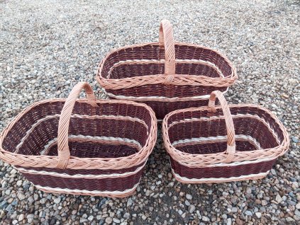 Košík obdélník tmavý se světlými pruhy (3 velikosti)