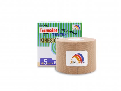 Temtex kinesio tape Tourmaline, béžová tejpovací páska 5cm x 5m