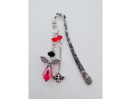 Záložka do knižky od Alice - Červený anjel + včielka