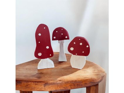 Drevené muchotrávky - sada 3 kusov