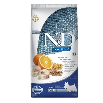 Farmina N&D dog OCEAN Adult Mini Codfish, spelt, oats and orange 7 kg