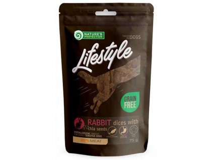Pamlsok Natures P Lifestyle dog soft rabbit dices with chia seeds 12x75 g