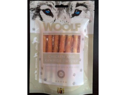 Pamlsok Woolf Dog Chicken & Rawhide Twister 100 g