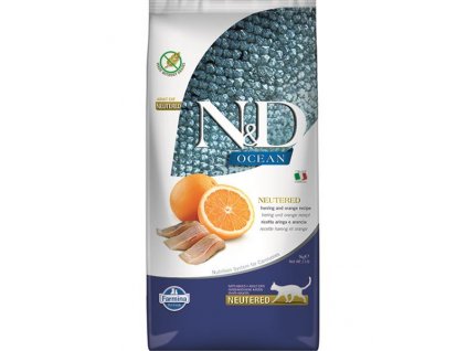 Farmina N&D cat OCEAN (GF) adult, neutered, herring & orange 5 kg