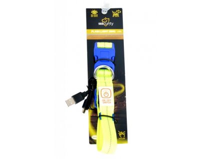 Obojok DUVO+ LED Svietiaci dog neónový žltý nylon 50-70cm/ 2,5 cm