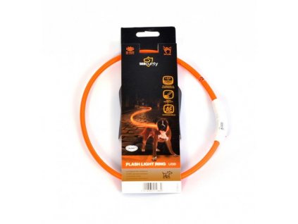 Obojok DUVO+ LED Svietiaci dog oranžový nylonový 35 cm