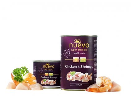 NUEVO cat Adult Chicken & Shrimps 400 g konzerva
