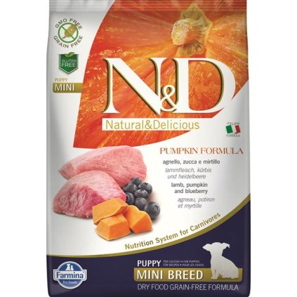 Farmina N&D dog PUMPKIN (GF) puppy mini, lamb & blueberry 7 kg