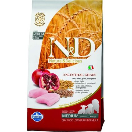 Farmina N&D dog AG puppy medium & maxi, chicken, spelt, oats & pomegranate 2,5 kg