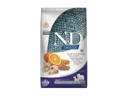 Farmina N&D dog OCEAN (AG) adult medium & maxi, codfish, spelt, oats & orange 2,5 kg